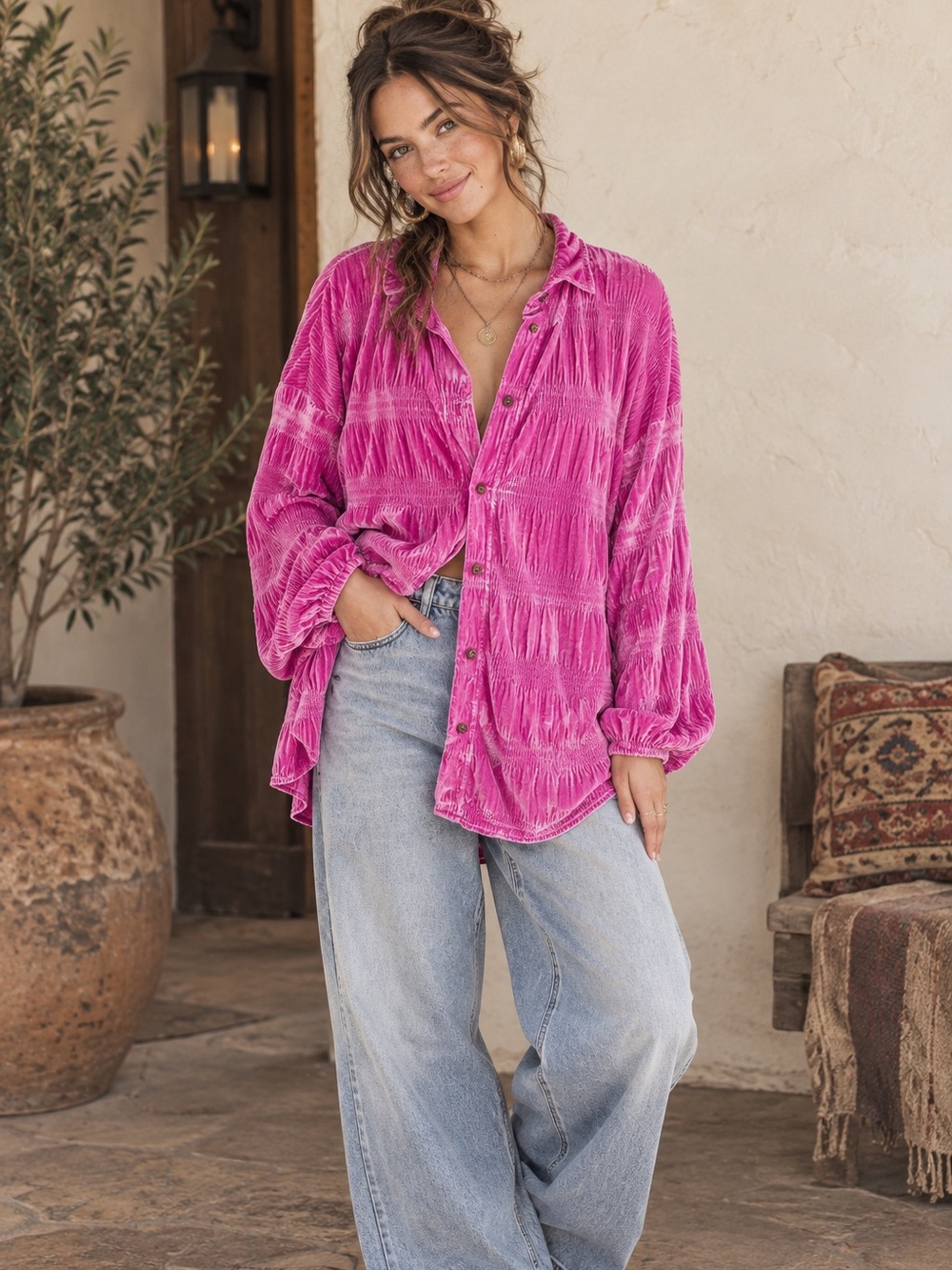 Free People “My Best Top” in Fuchsia Fizz